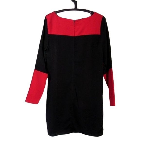 ASOS Black & Red Mod Color Block Contemporary Shift Power Dress | Women's 12 - Picture 3 of 7